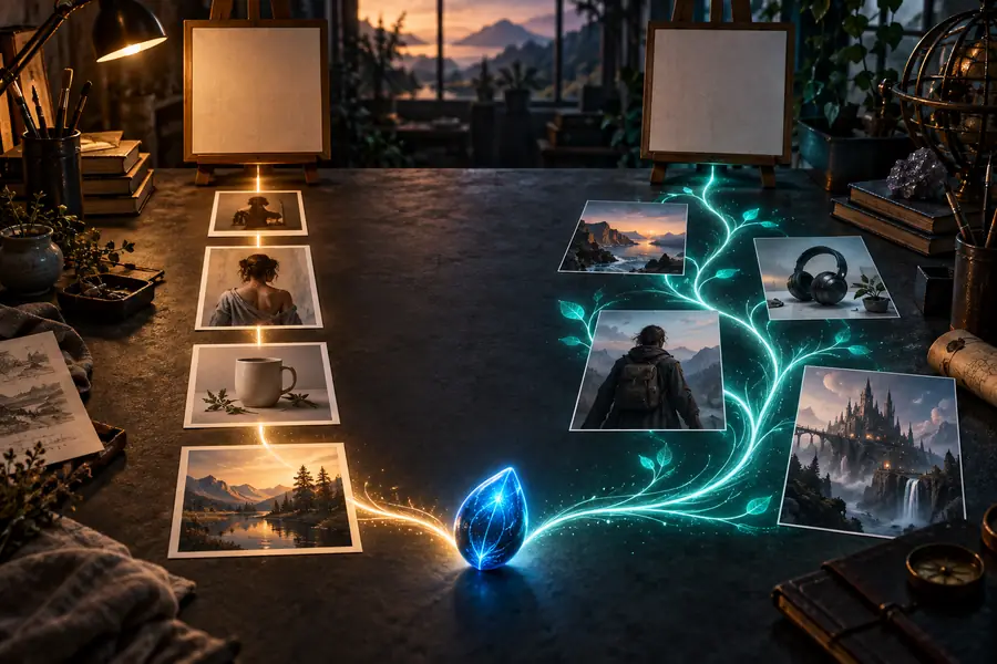 A starting visual concept for comparing image generation workflows